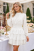 Wenrine Womens White Long Sleeve Lace Mini Dress
