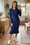 Wenrine Womens Navy Ruffle Sweater Midi Dresses