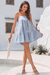 Wenrine Womens Navy Plaid Mini Sundress