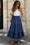 Wenrine Womens Navy Long Denim Skirt