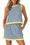 Wenrine Womens Dark Blue Gingham Tank Skirt Set
