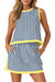 Wenrine Womens Dark Blue Gingham Tank Skirt Set
