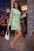 Wenrine Womens Light Green Mesh Floral Dresses