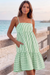 Wenrine Womens Light Green Summer Striped Mini Dress