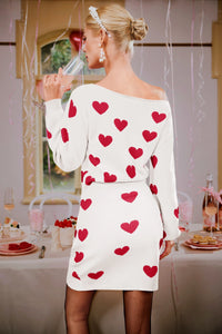 Wenrine Womens White Off Shoulder Sweater Mini Dress