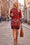 Wenrine Womens Red Lace Hem Sweater Dress