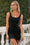 Wenrine Womens Black Bodycon Drawstring Ruched Basic Tank Dress