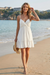 Wenrine Womens White V Neck Backless Spaghetti Dresses