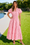 Wenrine Womens Pink Floral Puff Short Sleeve Beach Dresses