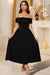 Wenrine Women's Black Pleated A Line Swing Flowy Dress