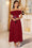 Wenrine Women's Burgundy Pleated A Line Swing Flowy Dress
