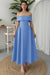 Wenrine Women's Light Blue Pleated A Line Swing Flowy Dress