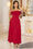 Wenrine Women's Red Pleated A Line Swing Flowy Dress