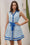 Wenrine Womens Blue Striped Tie Waist Shirt Dress