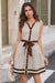 Wenrine Womens Brown Striped Tie Waist Shirt Dress