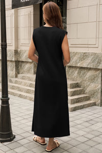 Wenrine Womens Black Maxi Side Slit Vacation Dresses