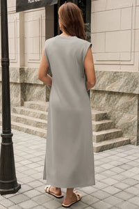 Wenrine Womens Apricot Maxi Side Slit Vacation Dresses