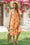 Wenrine Womens Orange Floral Short Sleeve V Neck Ruffle Sundress