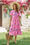 Wenrine Womens Pink Floral Short Sleeve V Neck Ruffle Sundress
