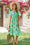 Wenrine Womens Green Floral Short Sleeve V Neck Ruffle Sundress