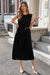 Wenrine Womens Black Belted Elegant Cocktail Dress
