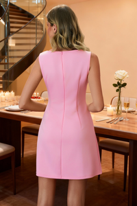 Wenrine Womens Pink Sleeveless Mini Dress