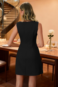 Wenrine Womens Black Sleeveless Mini Dress