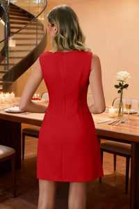 Wenrine Womens Red Sleeveless Mini Dress