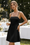 Wenrine Womens Black Spaghetti Strap Satin Smocked Ruched Dress