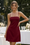 Wenrine Womens Burgundy Spaghetti Strap Satin Smocked Ruched Dress