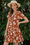 Wenrine Womens Caramel Floral Ruffle Short Sleeve T-Shirt Dresses
