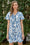Wenrine Womens Sky Blue Floral Ruffle Short Sleeve T-Shirt Dresses
