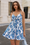 Wenrine Womens Sky Blue Spaghetti Strap Sleeveless Ruffle Dress