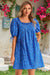 Wenine Womens Blue Dot Puff Oversized Pleated Babydoll Dresses