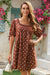 Wenine Womens Brown Dot Puff Oversized Pleated Babydoll Dresses