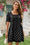 Wenine Womens Black Dot Puff Oversized Pleated Babydoll Dresses