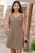 Wenrine Womens Khaki Mini Sleeveless Elastic Waist Tank Dress