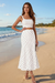 Wenrine Womens White Floral Elastic High Waisted Print Skirts