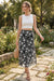 Wenrine Womens Black Floral Elastic High Waisted Print Skirts