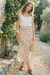 Wenrine Womens Beige Floral Elastic High Waisted Print Skirts