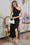 Wenrine Women's Black Mesh Bodycon Split Hem Cocktail Dress