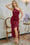 Wenrine Women's Burgundy Mesh Bodycon Split Hem Cocktail Dress