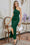 Wenrine Women's Dark Green Mesh Bodycon Split Hem Cocktail Dress