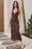Wenrine Womens Brown Polka Dot Bodycon Cocktail Maxi Dress
