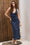 Wenrine Womens Navy Polka Dot Bodycon Cocktail Maxi Dress