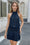 Wenrine Womens Navy Halter Ruched Waist Tiered Ruffle Dresses