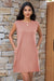 Wenrine Womens Pink Crewneck Basic T Shirt Dresses