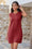 Wenrine Womens Burgundy Crewneck Basic T Shirt Dresses