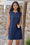 Wenrine Womens Navy Crewneck Basic T Shirt Dresses
