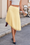 Wenrine Womens Light Yellow Mesh Ruched Asymmetrica Midi Skirt